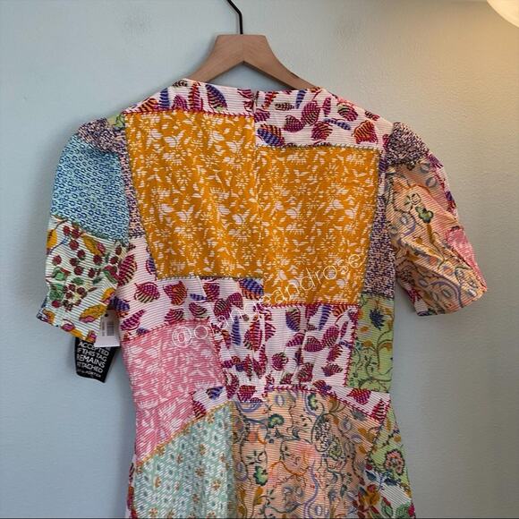 NWT SALONI Lea Cotton V Neck Button Patchwork Fruit Colorful Mini Dress 8 - Picture 8 of 16